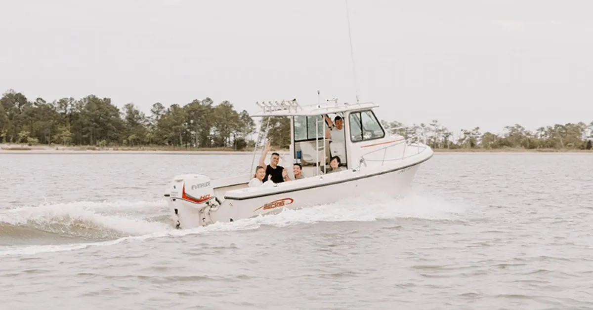 FishPit Charters boat cruising with a family aboard on the Chesapeake Bay