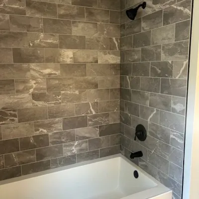Finished tile shower and tub surround remodel by Legar & Son Plumbing in Salisbury, MD