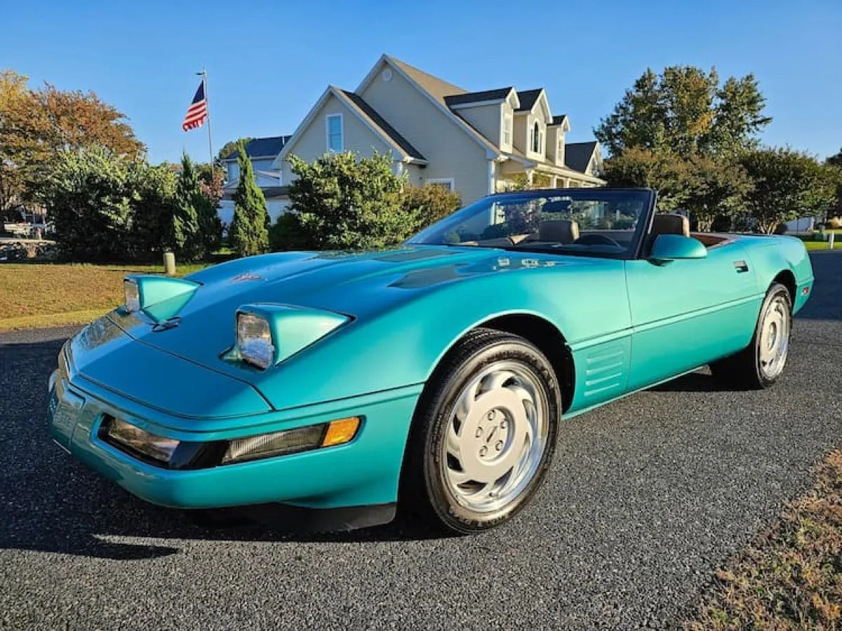 Classic teal Corvette convertible detailed by OCDetailerZ